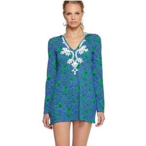 Lilly Pulitzer Noelle Loopy Elephants hooded embroidered hoodie tunic top